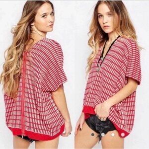 Free People Something Special Oversized Boxy Fit‎ Sweater Functional Zip Back XS